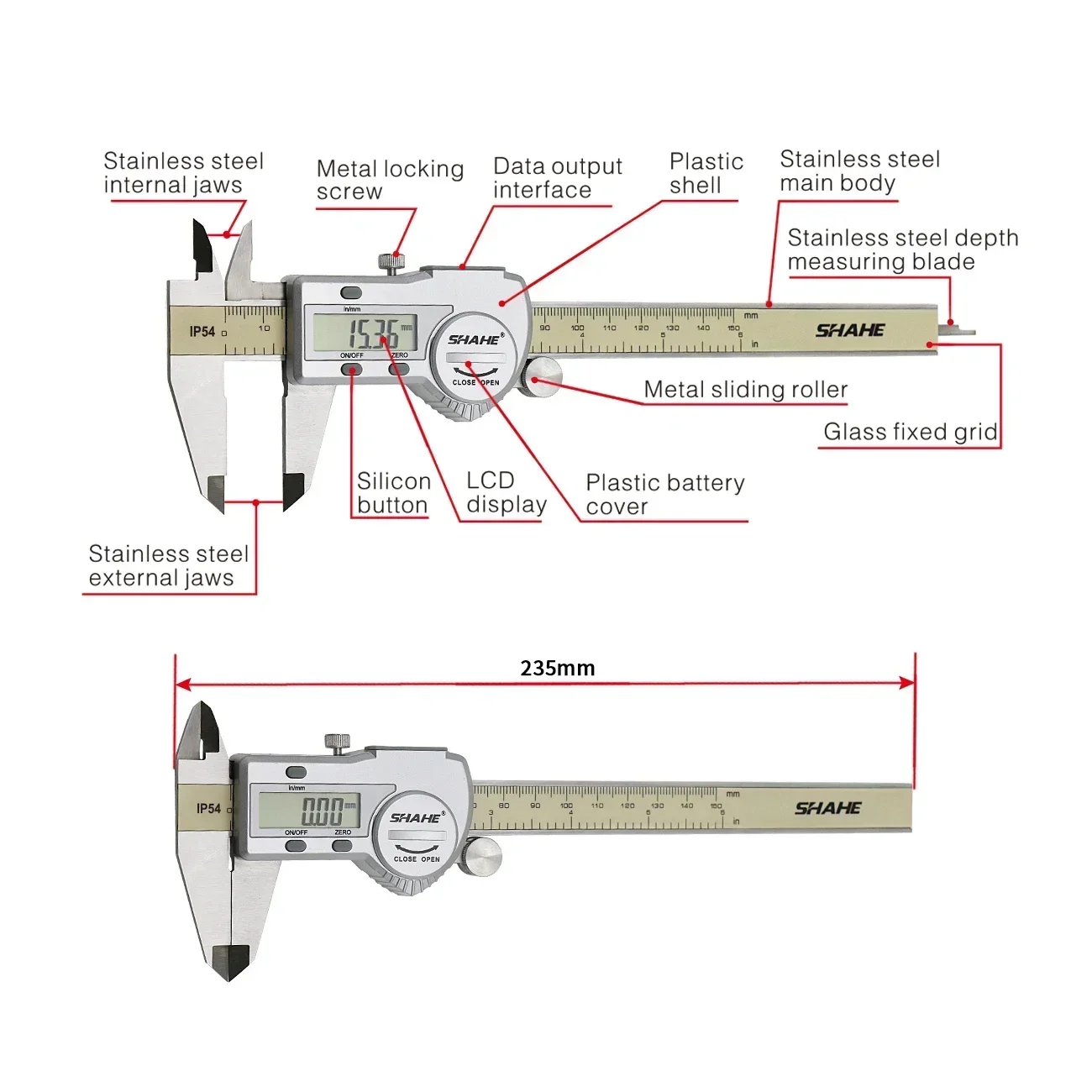 SHAHE Electronic Digital Calip - Digital Caliper 150Mm Stainless Steel recension och pris
