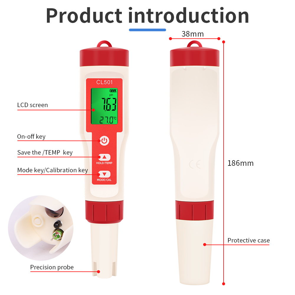 PH/CL2/H2/ORP/Temperature Mete - Ph Meter Digital Water Tester recension och pris