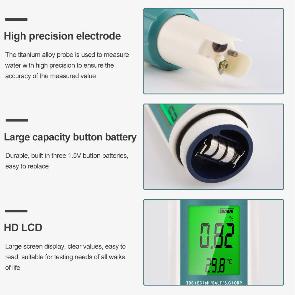 7 in 1 PH TDS EC ORP Salinity  - Ph Meter Digital Water Tester recension och pris
