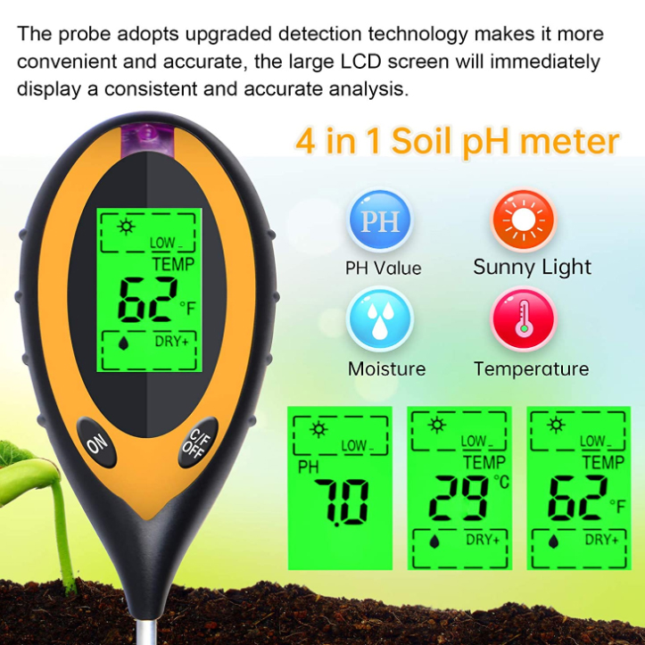 4 in 1 PH Light Temp Moisture  - Ph Meter Digital Water Tester recension och pris