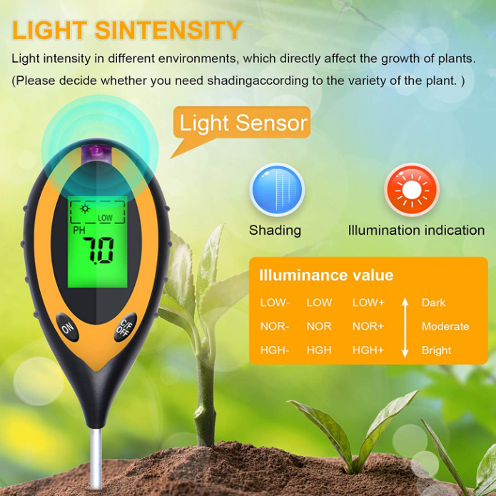4 in 1 PH Light Temp Moisture  - Ph Meter Digital Water Tester recension och pris