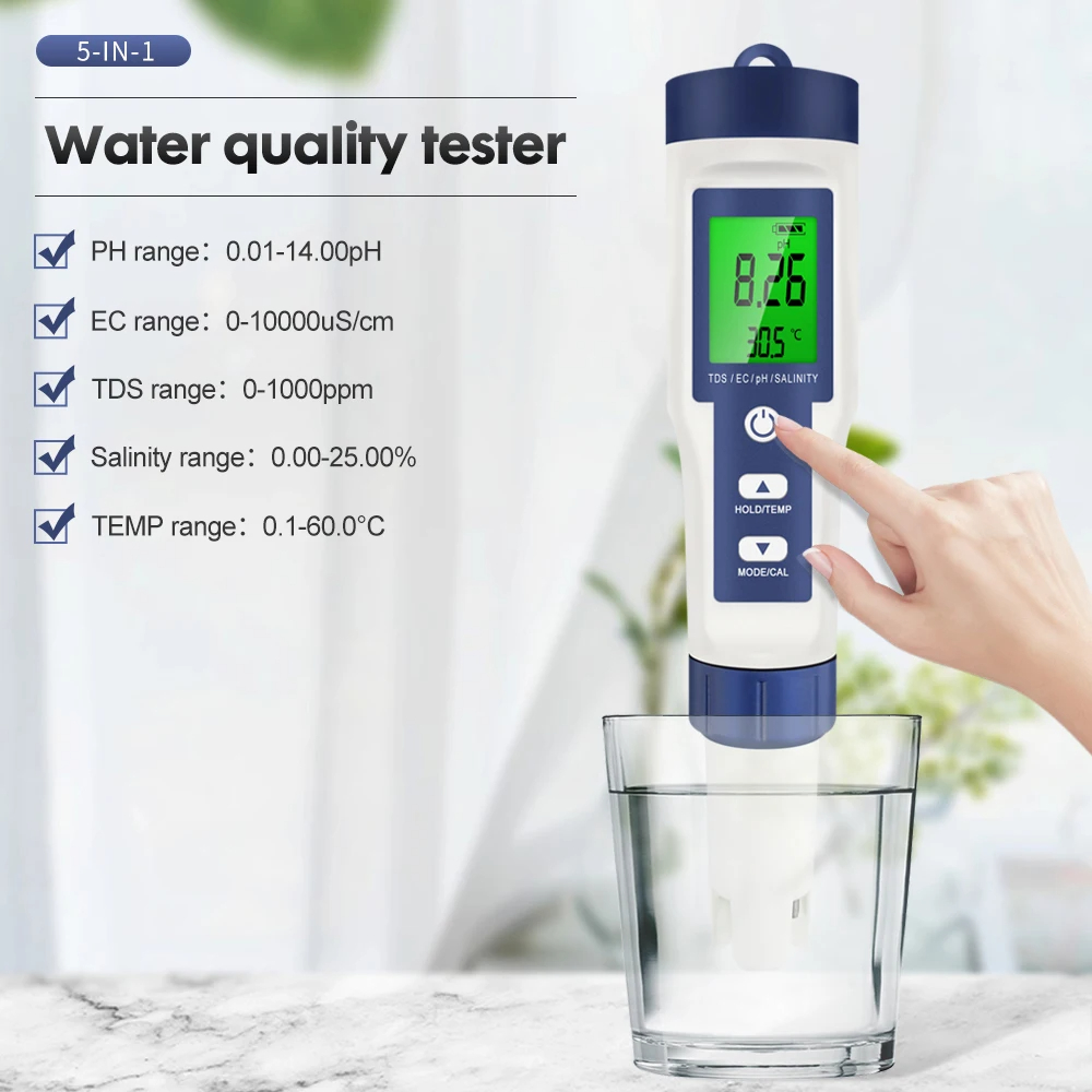 5 In 1 Digital PH TDS EC Meter - Ph Meter Digital Water Tester recension och pris